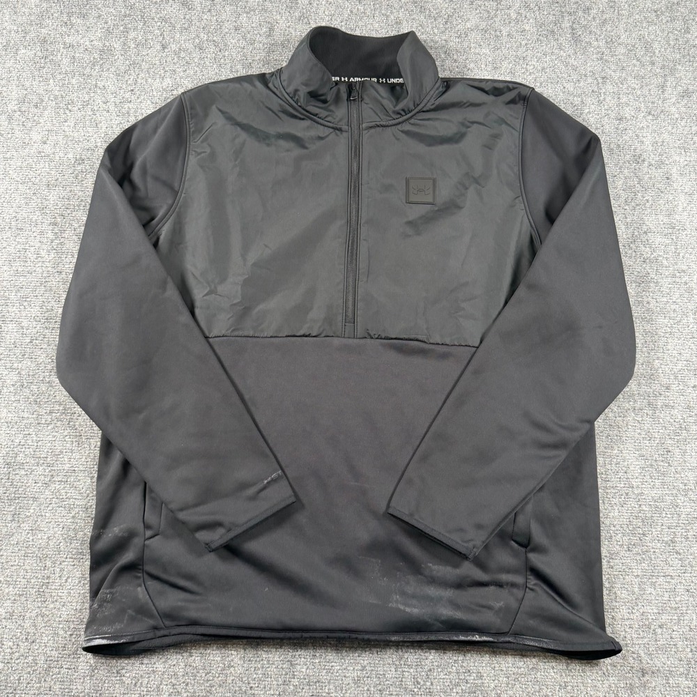 Under Armour AF Storm 1/2 Zip Pullover Mens XL Black Hybrid Fleece 1373851